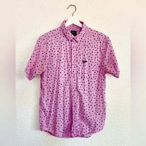 Pink Spotted RVCA Short-Sleeve Button-Up Shirt